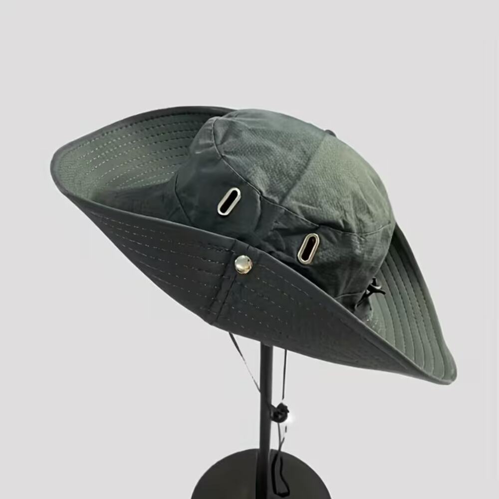 Women's Retro Hiking Hat Grey Wide Boho Brim Packable Floppy Sun Distressed New